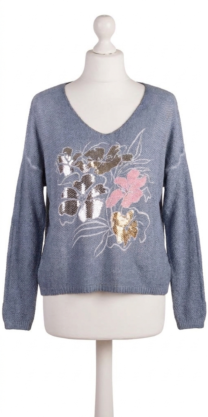 NEW GIGI MODA emma fiori sweater in blue
